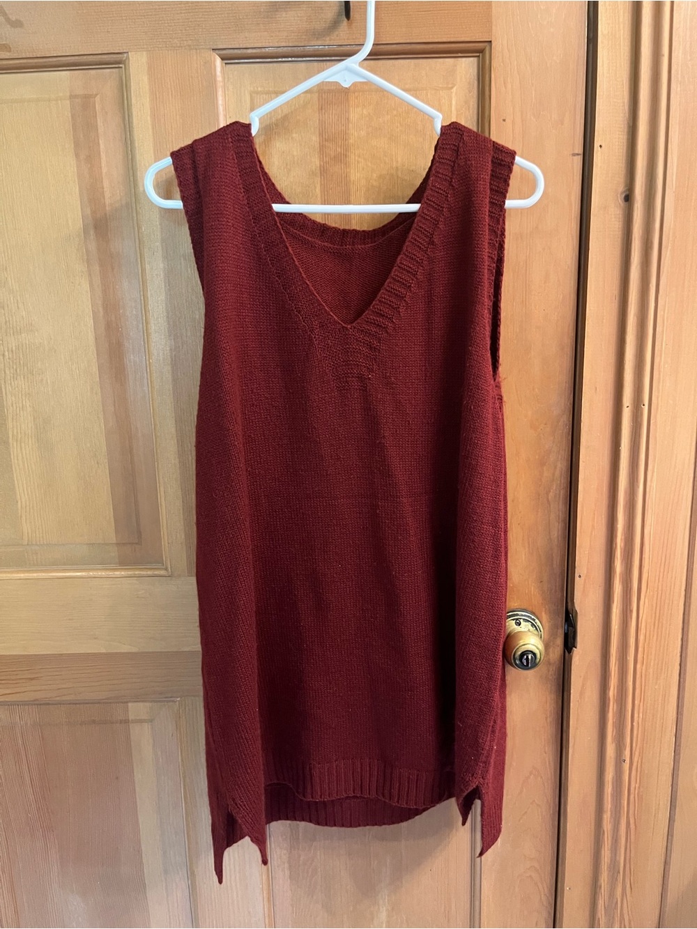 Amazon Women's Mini Dress Sleeveless V-Neck Burgundy